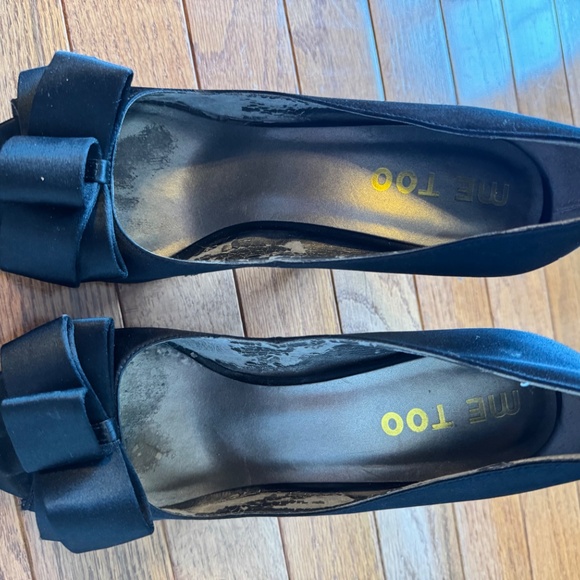 Me Too Josie Satin Peep Toe Pumps, Black, Size 8.5M - Picture 6 of 6